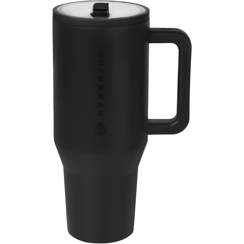 HydroJug Traveler - Modern 40 oz Tumbler with Handle & Simple Flip Straw - Car Cup Holder Friendly, Leak Resistant Water Bottle-Reusable Insulated Stainless Steel & Rubber Base - Gifts for Women & Men - Medaid International