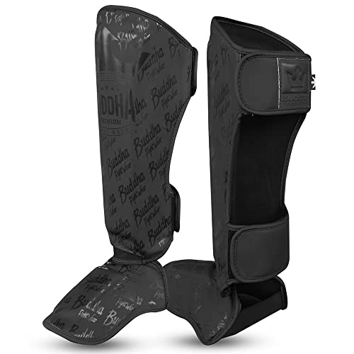 Buddha Fight Wear - Epic Model Shin Guards for Muay Thai, MMA & Kickboxing - Durable Synthetic Leather, Reinforced Stitching, Enhanced Protection