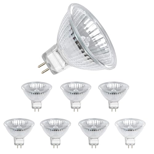 IuulFex - Dimmable MR16 Halogen Light Bulbs 8 Pack, 12V 50W, Warm White 2700K