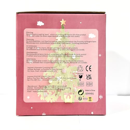 Binoster Cute Mugs Christmas Gifts Coffee Mug Double Walled Glass Mugs Milk Tea Espresso Cup Christmas Tree Decorations Christmas Funny Gifts for Women Men Kids Girls Her Best Friend（Pink） - Medaid International