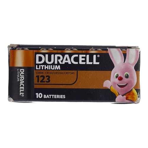 DURACELL CR123 (10 Pack) High Power Lithium Battery 3V (CR123A / CR17345) – Long life guarantee – For Cameras, Flashlights, Smoke Detectors, Small Devices – 10–Year Storage Guarantee - Leak Prevention - Medaid International