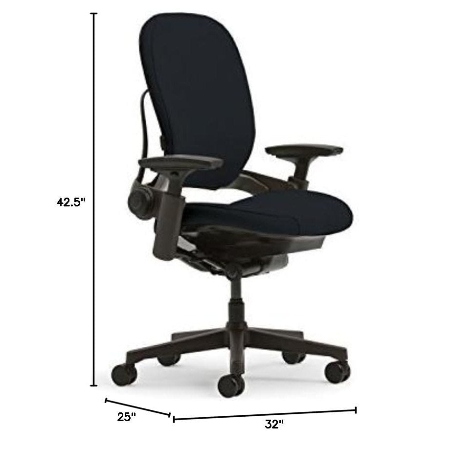 Steelcase Leap Plus Desk Chair in Buzz2 Black Fabric - 500 lb Weight Capacity - Highly Adjustable Arms - Platinum Frame and Base - Standard Carpet Casters - Medaid International