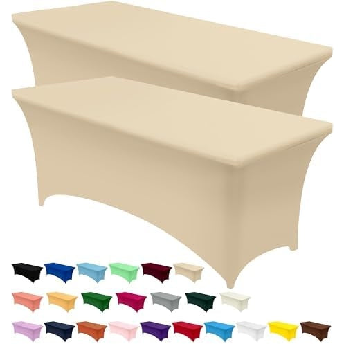 Utopia Kitchen Spandex Tablecloth 2 Pack [6FT, Black] Tight, Fitted, Washable and Wrinkle Resistant Stretch Rectangular Patio Table Cover for Event, Wedding, Banquet & Parties [72Lx30Wx30H Inch] - Medaid International