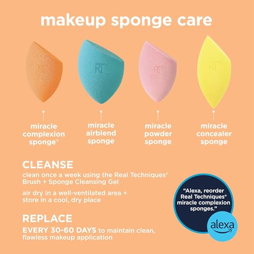 Real Techniques Ultimate Makeup Sponge Trio, Makeup Blending Sponges, For Liquid, Cream, & Powder Products, Powder & Foundation Sponges, Mini Makeup Sponge, Latex-Free Foam, Travel-Friendly, 3 Count - Medaid International