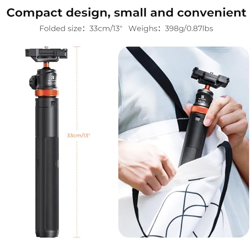 K&F Concept 62'' Phone Selfie Stick Tripod, 2-in-1 Lightweight Cellphone Holder and Camera Stand with Remote, Extendable Adapter for GoPro, Compatible with iPhone/Android Phone/GoPro/Camera - Medaid International