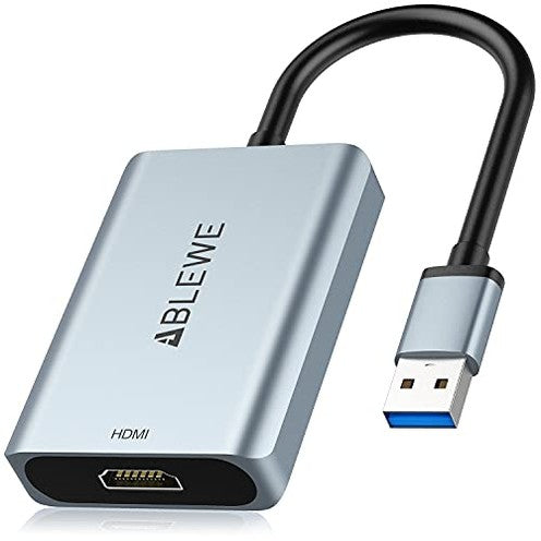 Ablewe - USB to HDMI Adapter, Aluminum, Supports Mac & Windows, 4K Video Output