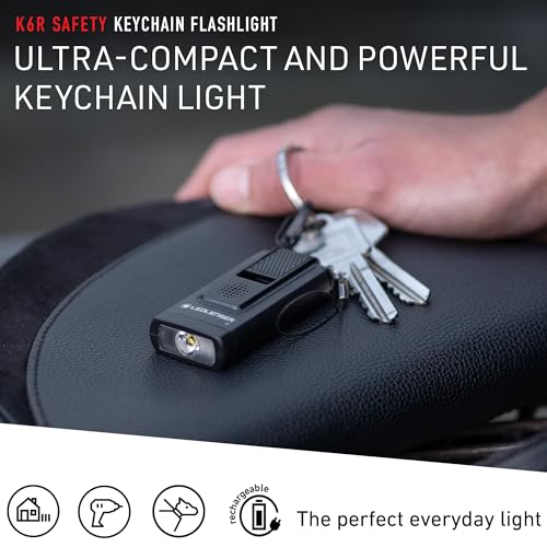 Ledlenser - K6R Keychain Flashlight with 400 Lumens, USB Rechargeable, Safety Alarm