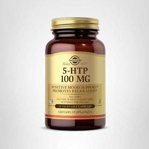 Solgar 5-HTP 100 mg, 90 Vegetable Capsules - Promotes Relaxation - Positive Mood & Stress Support - Non-GMO, Vegan, Gluten Free, Dairy Free, Kosher - 90 Servings - Medaid International