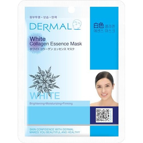 DERMAL White Collagen Essence Full Face Facial Mask Sheet 23g Pack of 10 - Medaid International