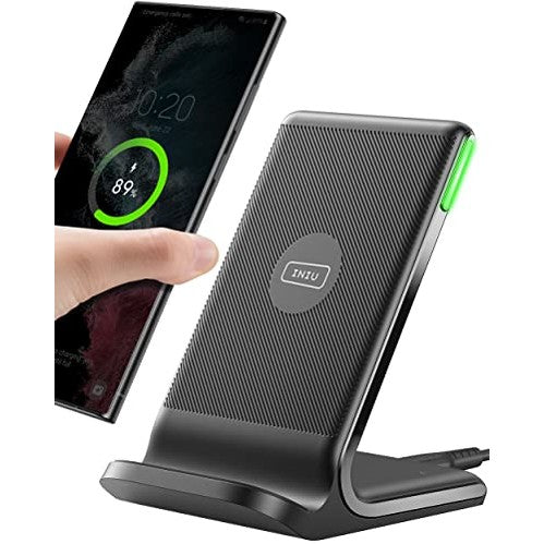 Iniu - 15W Qi Certified Fast Wireless Charger with Adaptive Light & Stand Design