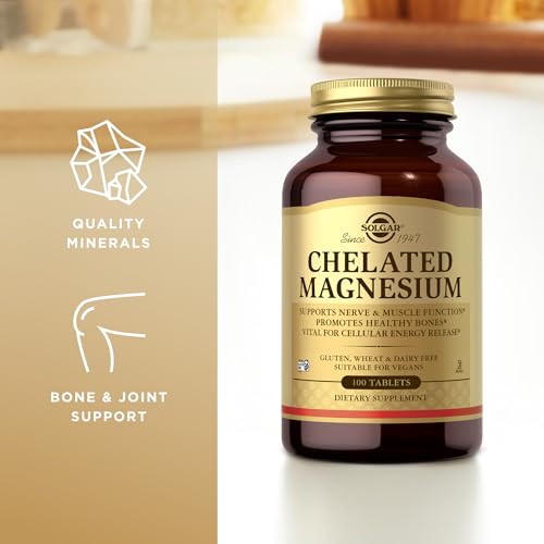 Solgar Chelated Magnesium - 100 Tablets - Supports Nerve & Muscle Function - Non-GMO, Vegan, Gluten Free, Dairy Free, Kosher - 25 Servings - Medaid International