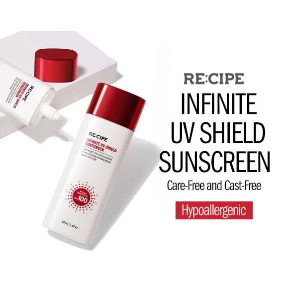 RECIPE Infinite UV Shield Sunscreen, SPF 100 Broad Spectrum, Korean Sunscreen, Korean Skin Care, Korean SPF, Lightweight Dry-Touch Lotion, 1.69 oz - Medaid International