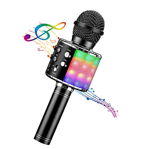 BlueFire - 4 in 1 Karaoke Wireless Microphone with LED Lights, Portable for Kids