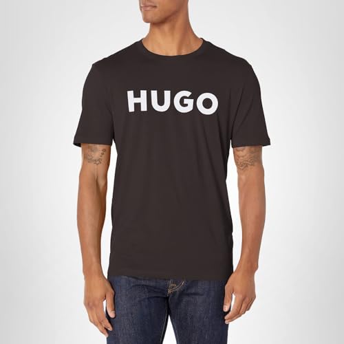 HUGO Mens Print Logo Short Sleeve T-Shirt, Smooth Black, XX-Large US - Medaid International