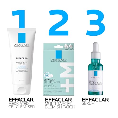 La Roche-Posay Effaclar Multi-Target Blemish Patches, Hydrocolloid Pimple Patches For Face Shields, Targets & Absorbs, Suitable Under Makeup, 22 Patches, 12 Small Size & 10 Medium Size - Medaid International