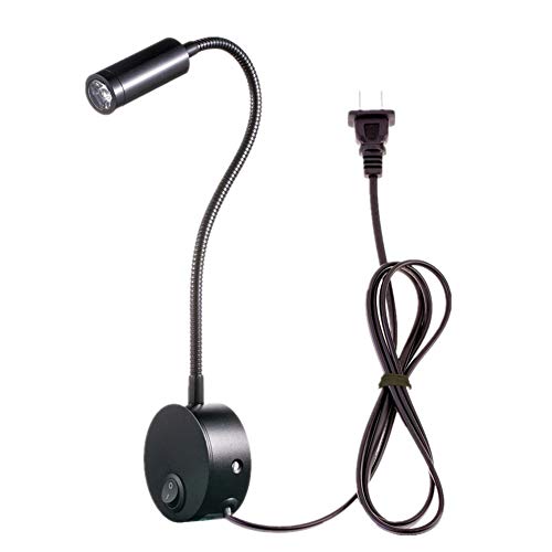 Wefoonlo - 3W Flexible Gooseneck LED Wall Light with Plug & Switch for Reading