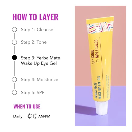 Good Molecules Yerba Mate Wake Up Eye Gel - Hydrating Under Eye Gel Cream with Hyaluronic Acid and Caffeine - Target Dark Circles and Puffiness - Skin Care for Face - Medaid International