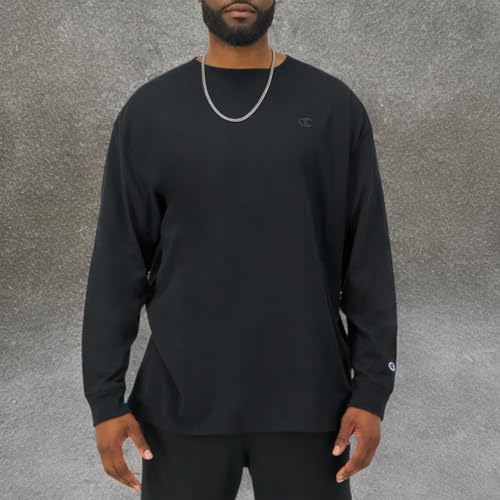 Champion mens Classic Jersey Long-sleeve Tee Shirt, Black, Medium US - Medaid International