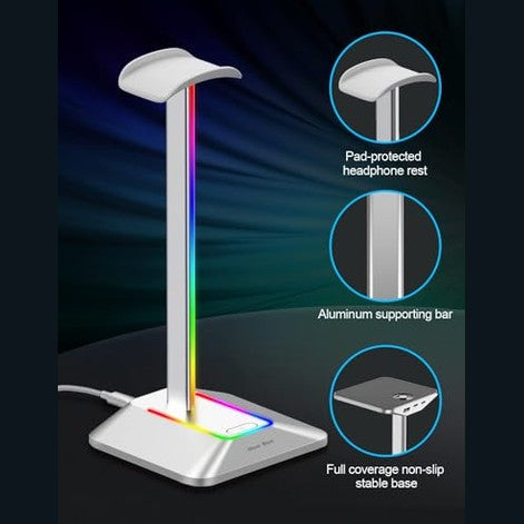 New Bee - RGB Gaming Headset Stand with Wireless Charging & 7 Lighting Effects