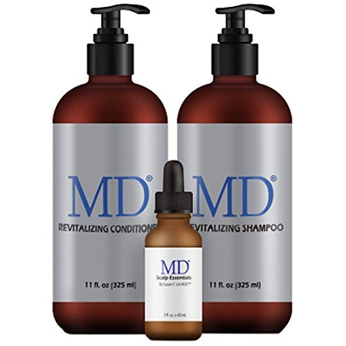 MD Scalp Bundle for Thinning Hair - Sulfate-Free Shampoo, Revitalizing Conditioner & Hair Growth Serum - Medaid International