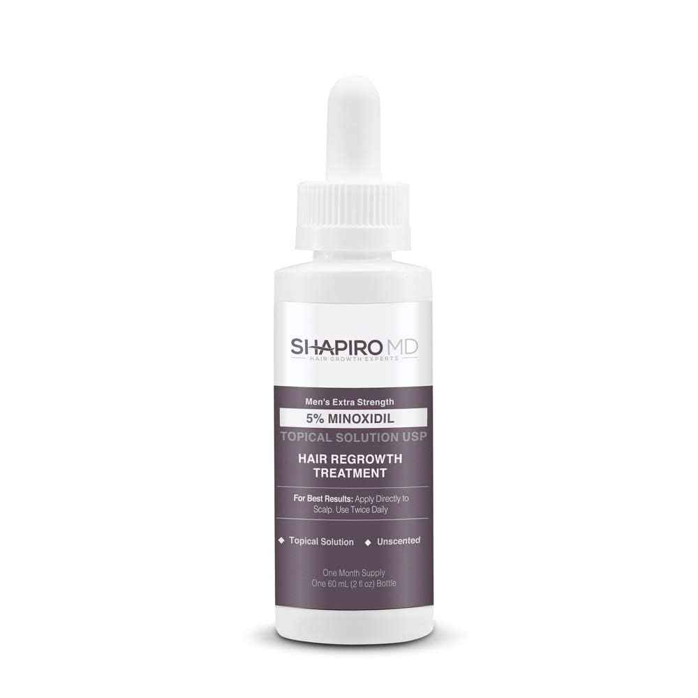Shapiro MD Hair Growth Experts Minoxidil 5% Topical Solution for Men's Hair Growth, Serum Promotes Hair Regrowth by Reactivating Hair Follicles - 1 Month - Medaid International