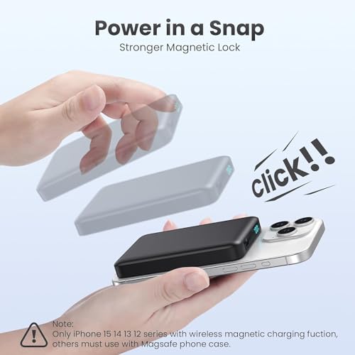 Hetp - Magnetic Power Bank 10800mAh, LCD Display, 25W PD USB-C, MagSafe Compatible