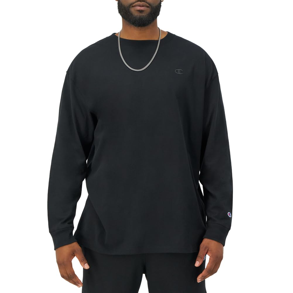 Champion mens Classic Jersey Long-sleeve Tee Shirt, Black, Medium US - Medaid International