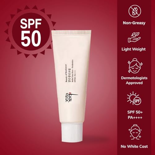 Relief Sun Organic Sunscreen SPF 50+ PA++++ – Lightweight Korean UV Protection for Face – Rice and Skin-Balancing Probiotics – 50 ml / 1.69 fl oz - Medaid International