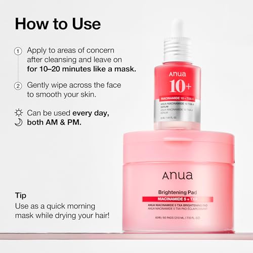 Anua Niacinamide 5 TXA Toner Pads – Hydrating Facial Pad for Even-Looking Skin Tone & Daily Radiance Care, Glow up Under-Eye with Tranexamic Acid, Korean Skin Care (210ml, 60 Pads)|B0DQKLVC7L