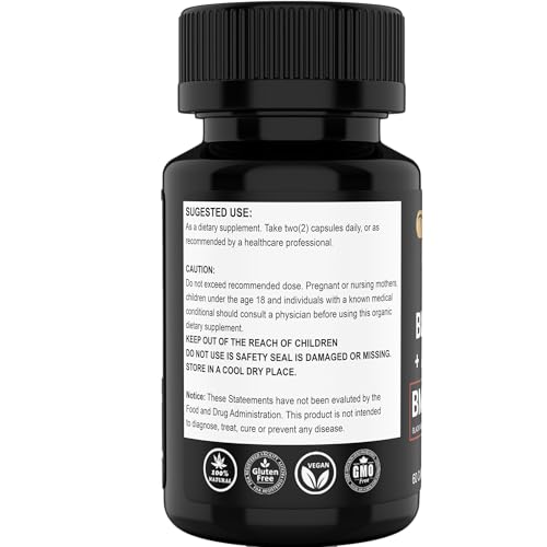 LUAL 30,000mg 30x Strength Organic Black Maca Root with Ashwagandha - Highest Potency Black Maca Root Capsules for Men - 100% Pure Maca Peruana Powder Organic, Gelatinized, Non-GMO - 60 Pills - Medaid International