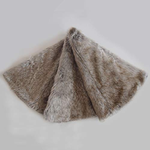 Gireshome Deluxe Grey Brown Multi Colors,Grey Stripe and Beige Grey Mixted Color Faux Fur,Extra Large Christmas Tree Skirt -48inch - Medaid International