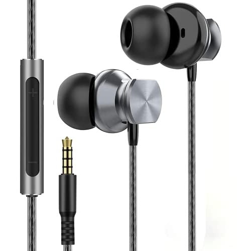 Hoistac - Pack of 2 Wired Earbuds with Microphone, Extra Bass, Memory Foam, Custom Fit