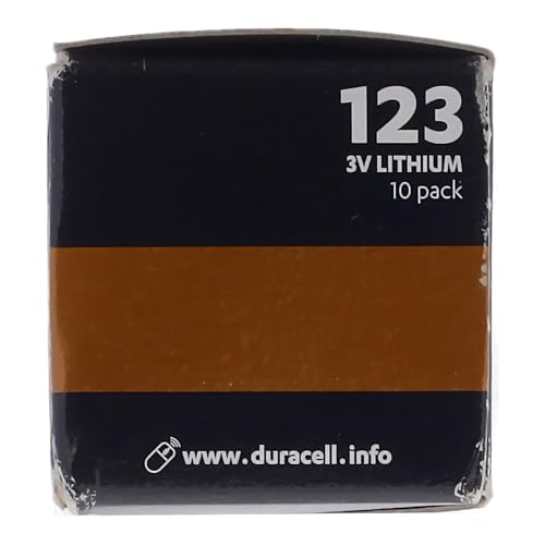 DURACELL CR123 (10 Pack) High Power Lithium Battery 3V (CR123A / CR17345) – Long life guarantee – For Cameras, Flashlights, Smoke Detectors, Small Devices – 10–Year Storage Guarantee - Leak Prevention - Medaid International
