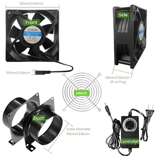 Dcfairfan - 4 Inch 12V DC Axial Exhaust Fan for DIY Soldering & Paint Booths 6 W 38 DB