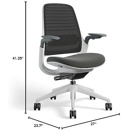 Steelcase Series 1 Office Chair - Ergonomic Work Chair with Wheels for Carpet - Helps Support Productivity - Weight-Activated Controls, Back Supports & Arm Support - Easy Assembly - Graphite, Light - Medaid International
