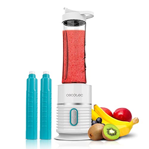 Cecotec - Portable Glass Blender 500W, 4 Titanium Blades, 2 Leak-Proof Cups