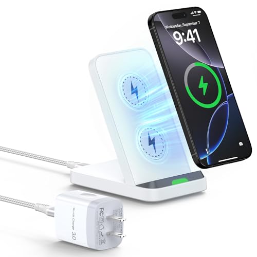 Hootek - Fast Wireless Charging Station for Google Pixel & Android Phones, QC3.0 Adapter, Desk Stand, Sleek Design