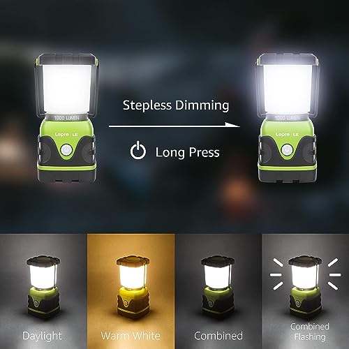 Lighting Ever - 1000lm Dimmable LED Camping Lantern, 4 Modes, Water Resistant