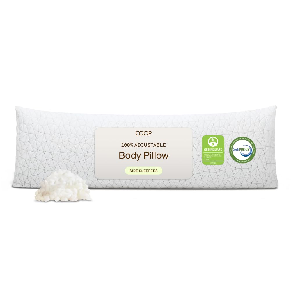 Coop Home Goods Original Adjustable Body Pillow, 20x54 Long Pillow for Back, Shoulder, Hip and Knee Support, Side Sleeper Body Pillows for Adults with Memory Foam & Washable Cover - Medaid International