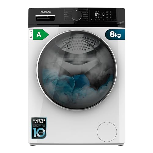 Cecotec - 8 kg Inverter Washing Machine, 1400 RPM, Steam Function, 15 Programs