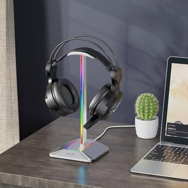 New Bee - RGB Gaming Headset Stand with Wireless Charging & 7 Lighting Effects