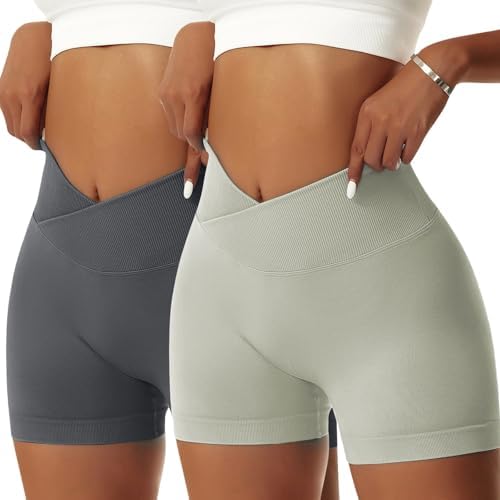 شورت رياضة للنساء بخصر على شكل حرف V قابل للتمدد، شورتات يوجا لرفع المؤخرة، شورت لياقة بدنية قصير بخصر مرتفع بدون خياطة للتمارين الرياضية ورفع المؤخرة، سراويل صيفية قصيرة ضيقة من فيرتفي|B0C2TZJF5K