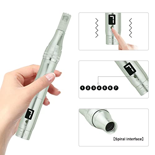 Tbphp - M1 Electric Derma Beauty Pen Kit with 12 Replacement Cartridges, Silver