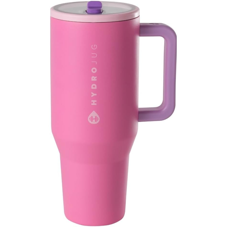 HydroJug Traveler - Modern 40 oz Tumbler with Handle & Simple Flip Straw - Car Cup Holder Friendly, Leak Resistant Water Bottle-Reusable Insulated Stainless Steel & Rubber Base - Gifts for Women & Men - Medaid International