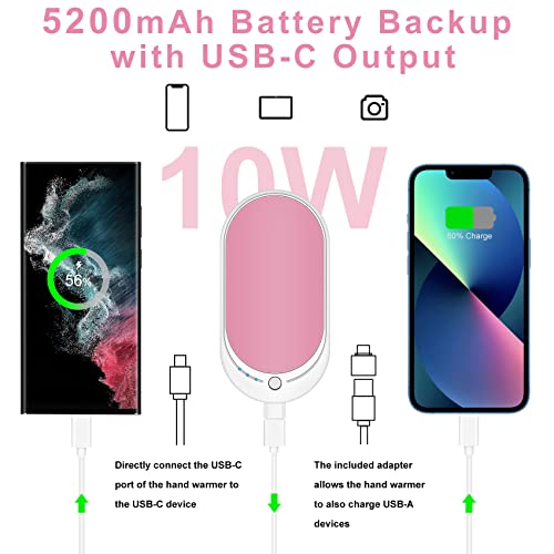 Skyaya - Rechargeable USB Hand Warmer, 5200mAh Power Bank, Portable & Reusable