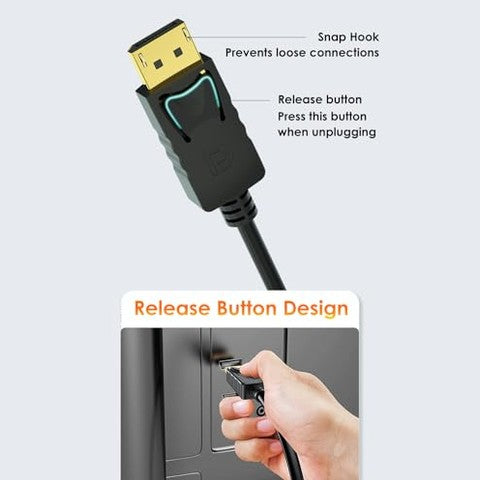 Mepsies - 6ft DisplayPort to HDMI Cable, 4K Resolution, Uni-Directional, Compatible with PC & TV