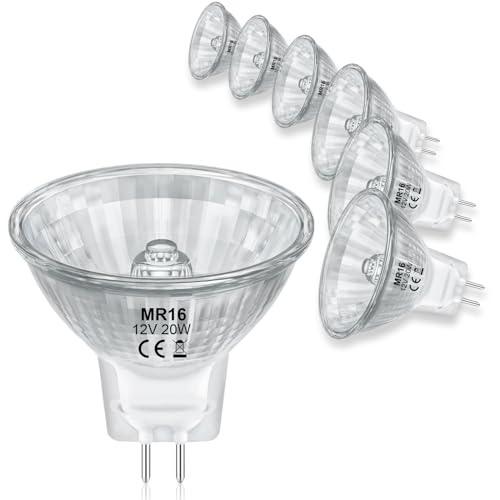 Dumiloo - MR16 20W 12V Dimmable Halogen Bulbs, GU5.3 Base, 2700K Warm White, 8 Pack