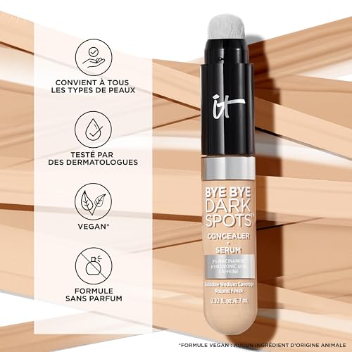 IT Cosmetics Bye Bye Dark Spots Concealer + Brightening Serum – 2% Niacinamide, Hyaluronic Acid & Caffeine - Medium Coverage, Natural Finish, All Skin Types – 31 Medium Neutral, 0.22 fl. oz - Medaid International