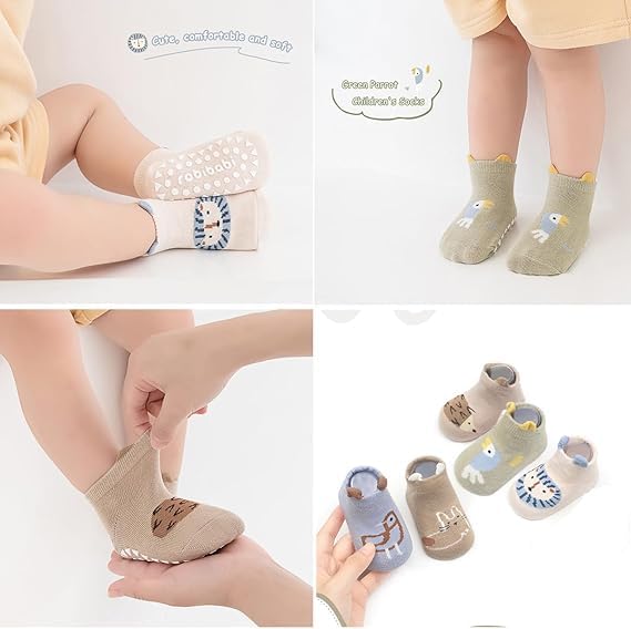 KASTWAVE 10 Pairs Baby Crawling Knee Pads & Anti-Slip Ankle Socks, Unisex Toddler Non-Skid Safety Gear for Learning to Walk on Hardwood Floors Soft Combed Cotton Ideal Gift