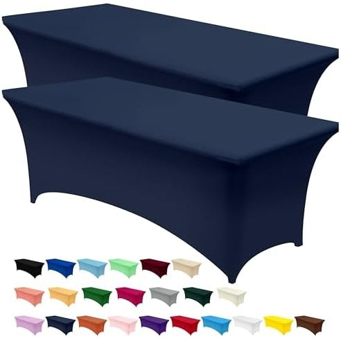 Utopia Kitchen Spandex Tablecloth 2 Pack [6FT, Black] Tight, Fitted, Washable and Wrinkle Resistant Stretch Rectangular Patio Table Cover for Event, Wedding, Banquet & Parties [72Lx30Wx30H Inch] - Medaid International